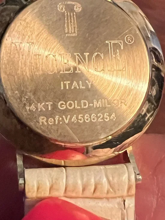 Vicence Italy 14KT Gold Milor Coin Dial Watch Leather Strap Vintage - Picture 2 of 8